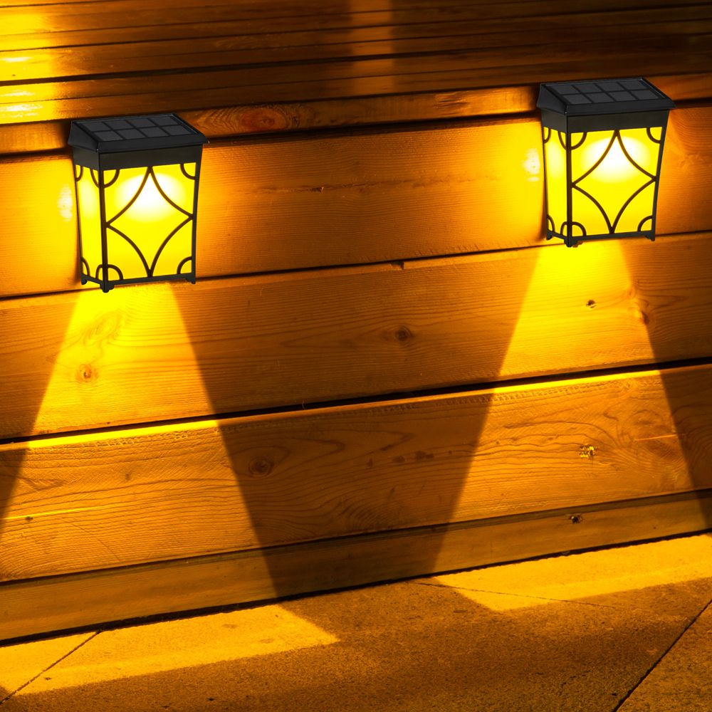 2 pcs/lot solar wall light Home outdoor light Villa retro garden landscape fence decoration Induction LED garden light Golden light +RGB